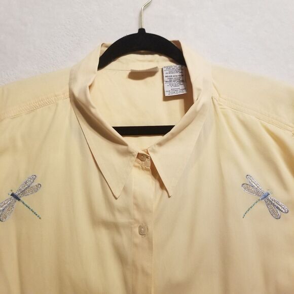 Vtg White Stag 22/24W Shirt Peach Cotton Embroidered Dragonfly Built In Tank Top - Picture 4 of 11